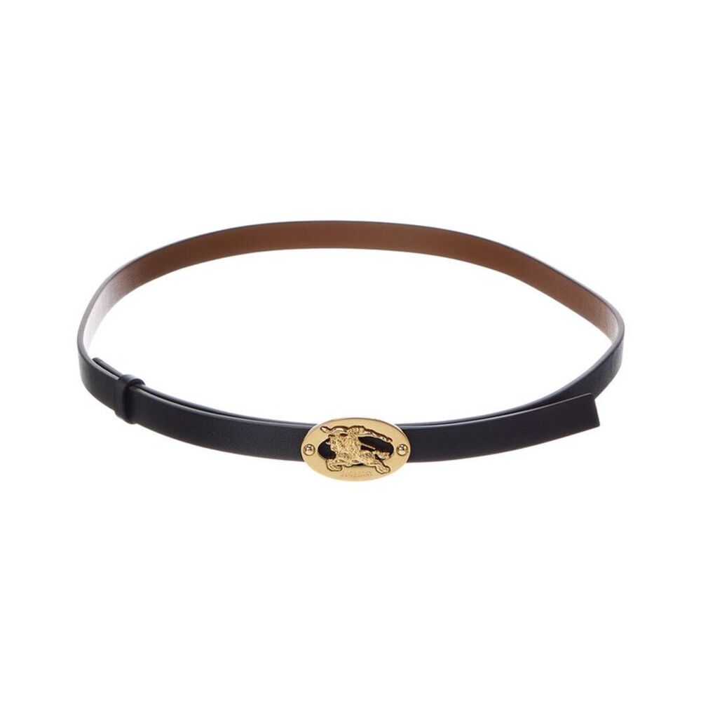 Burberry Thin Reversible Leather Belt, Black